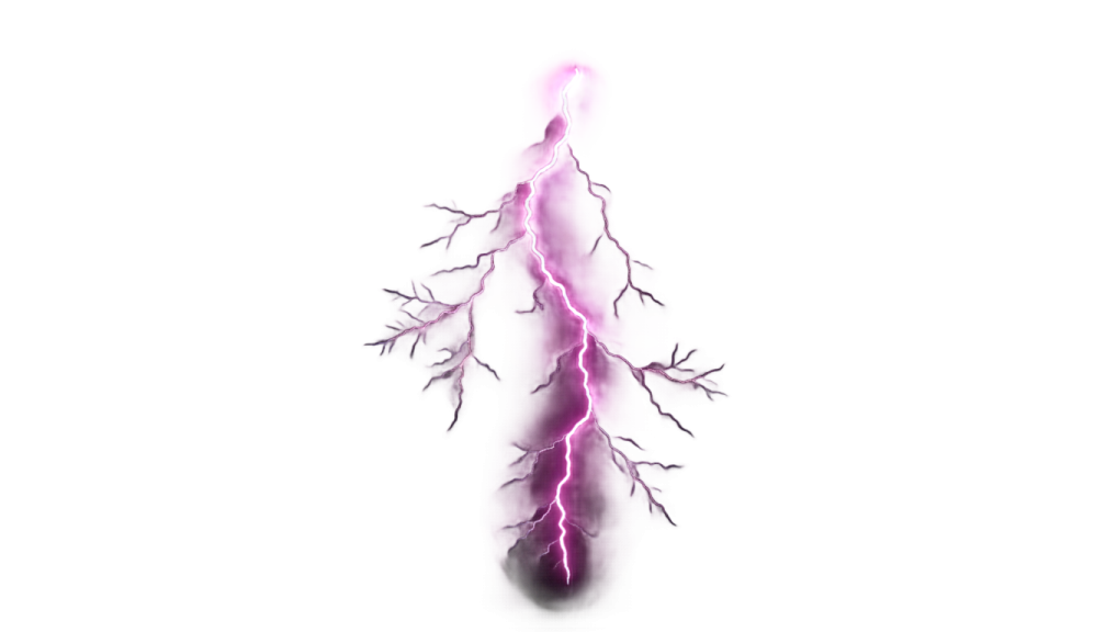 a purple lightning bolt on a white background