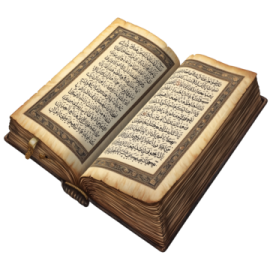 an open quran on a white background