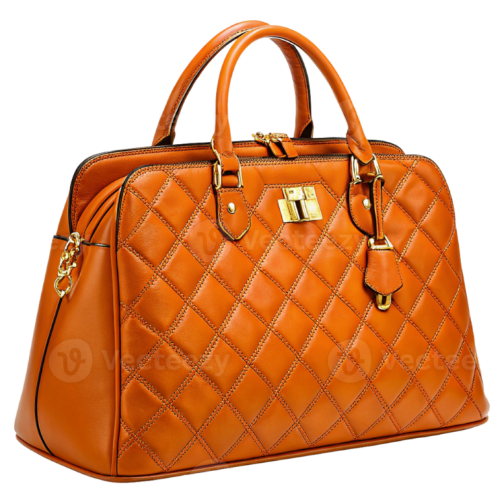a brown handbag on a white background
