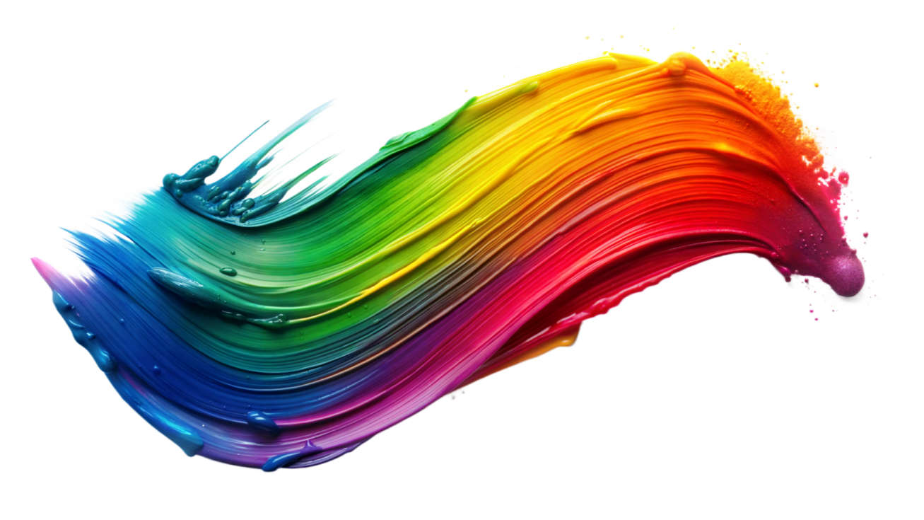 a rainbow - colored paint stroke