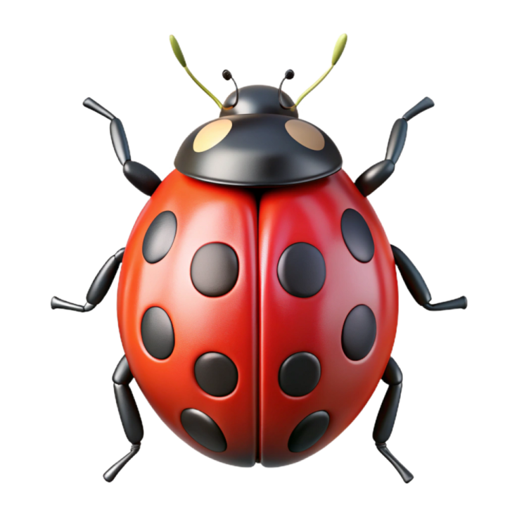 a lady bug on a white background