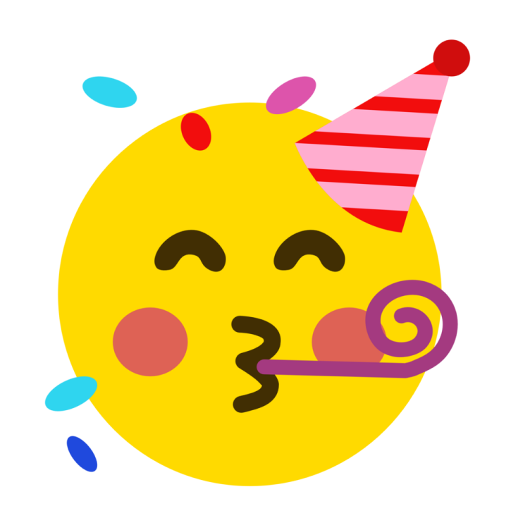 a yellow smiley face with a party hat
