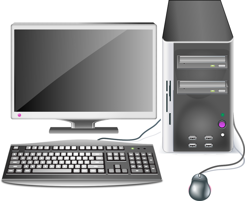 a computer with a mouse and keyboard vector