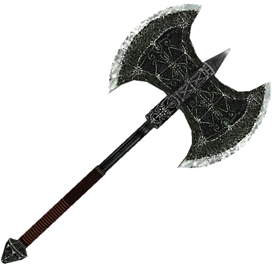 a black and white axe on a white background