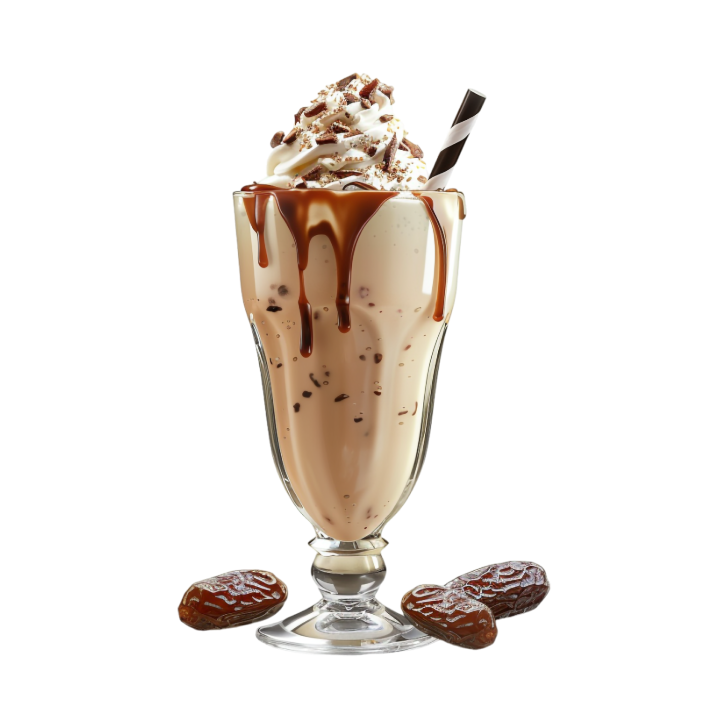a glass filled with ice and topped with chocolate