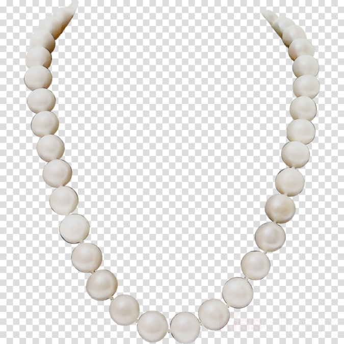 a white pearl necklace on a transparent background