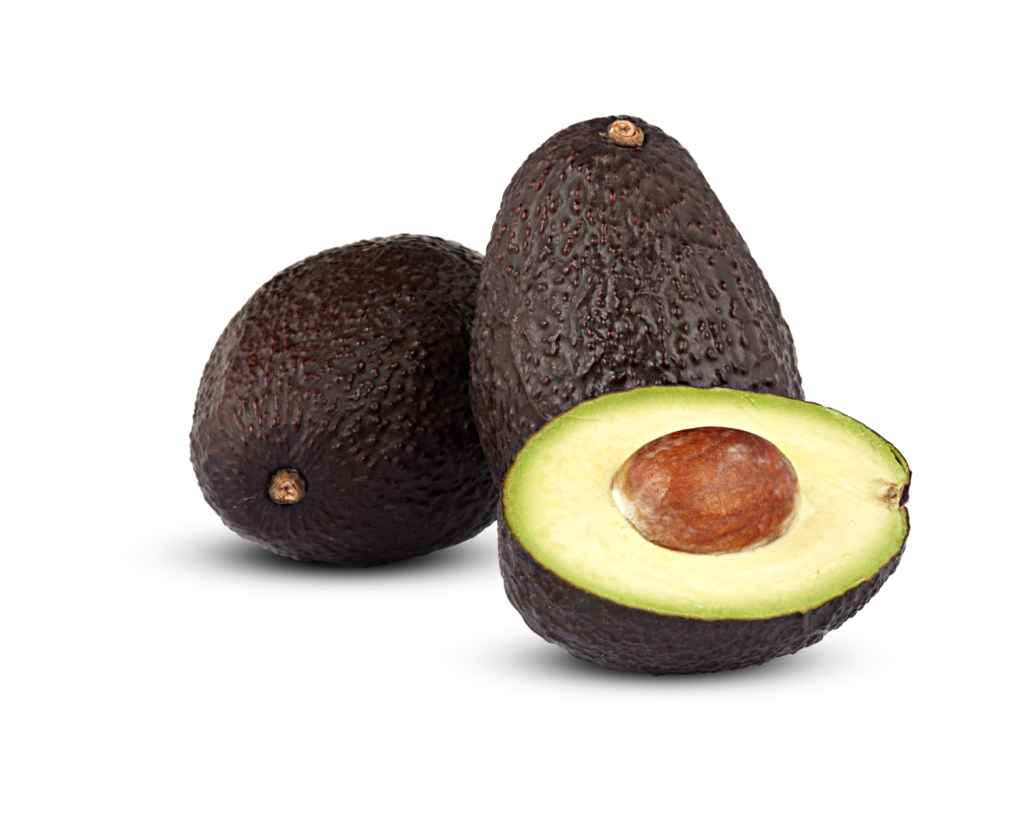 three avocas on a white background