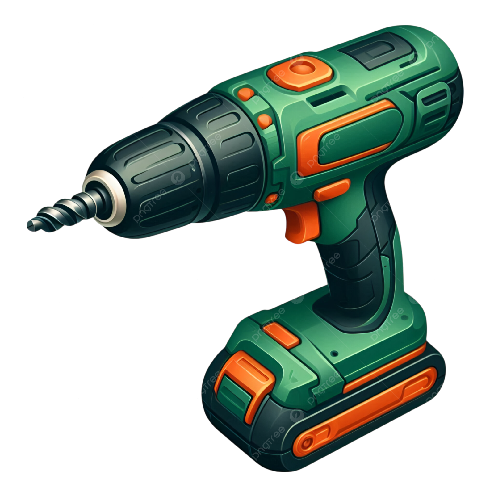 a green and orange cord driller