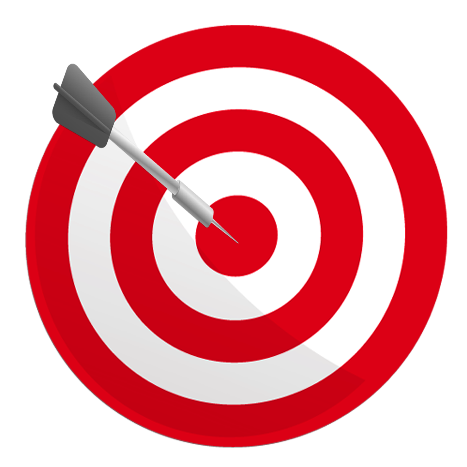 a dart hitting in the center of a red target