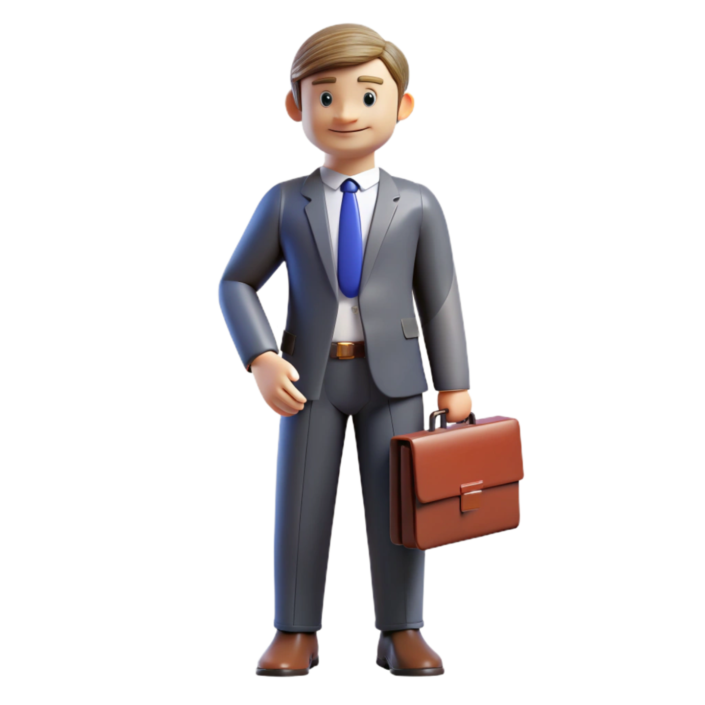a 3d man in a suit and tie holding a briefcase