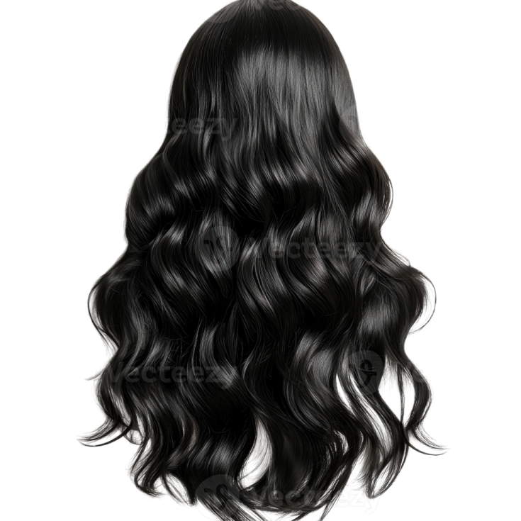 a black wig with long wavy hair