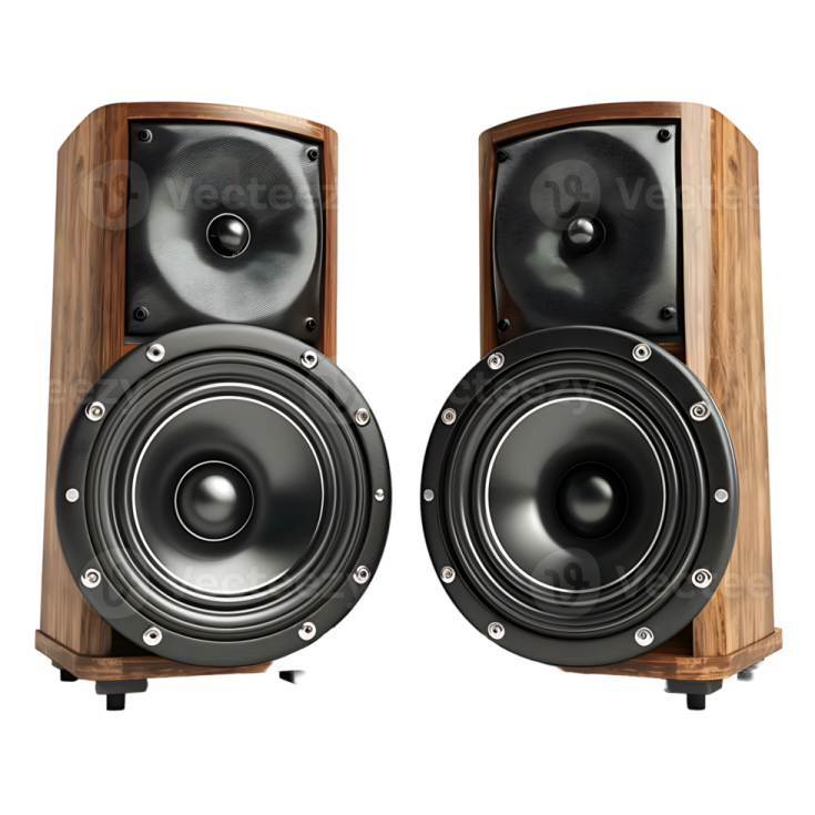 a pair of speakers on white background