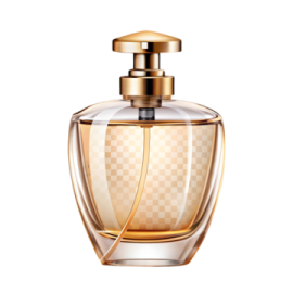 a bottle of perfume on a white background