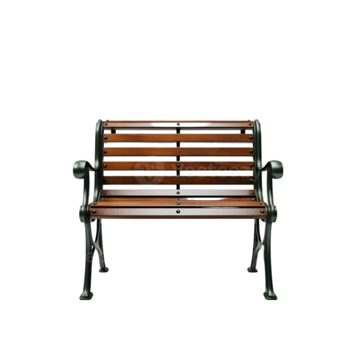 a wooden bench on a white background