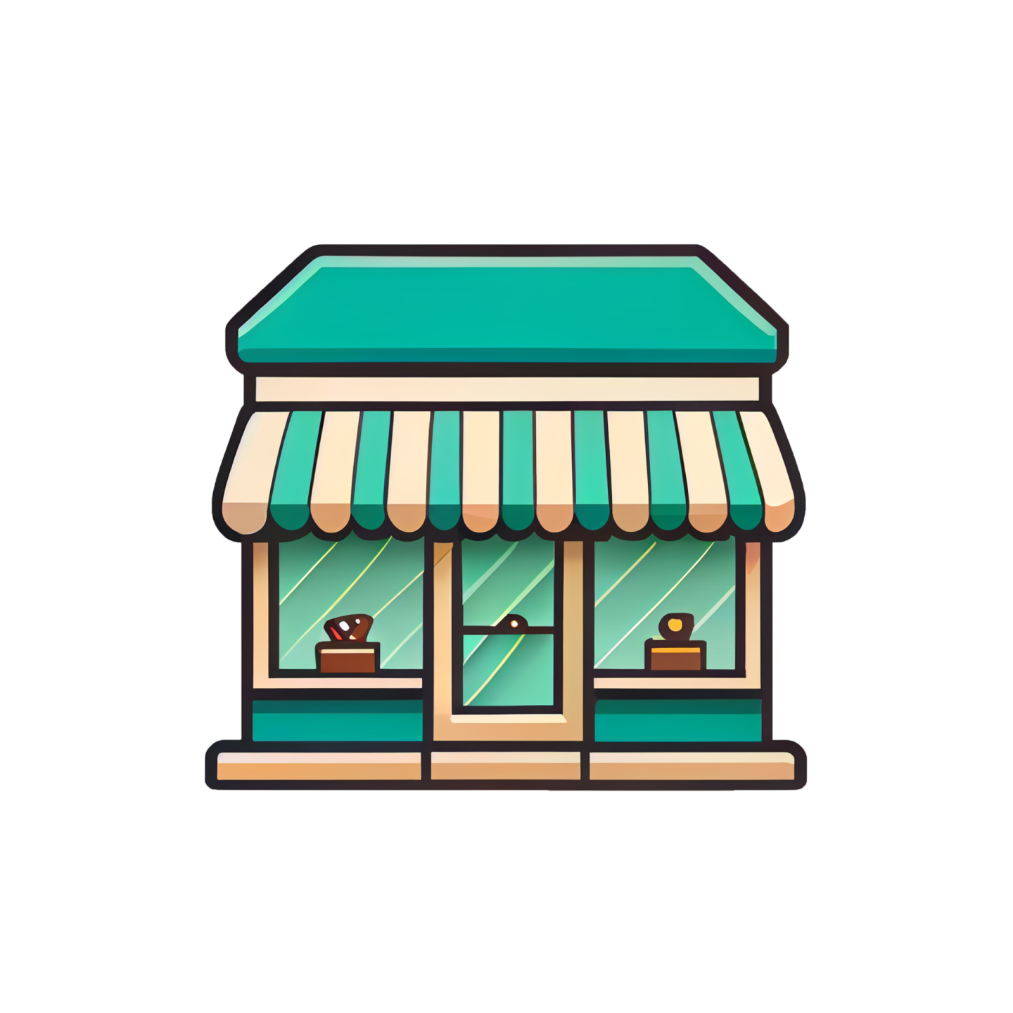 a small shop with aws on the roof