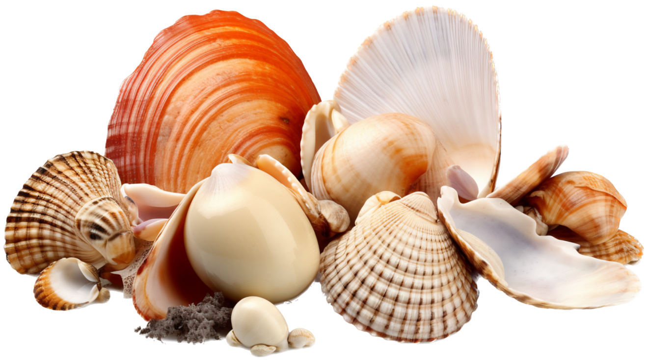 shells on a white background
