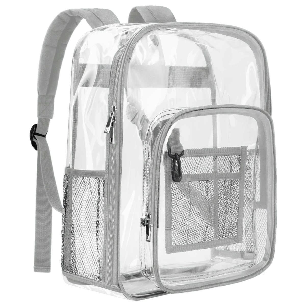 clear backpack with mesh pocket