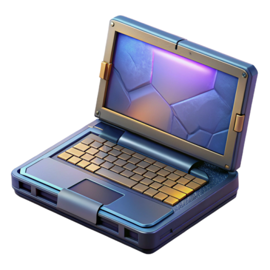 an open laptop computer with a blue screen