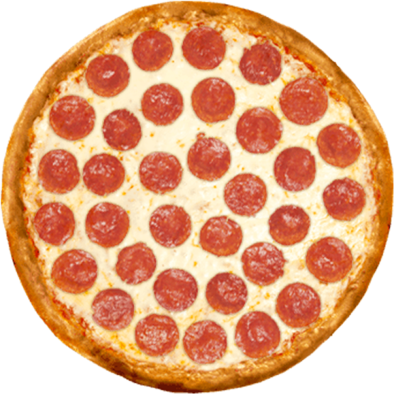 a pepperoni pizza on a white background