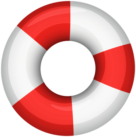 a red and white life preserver
