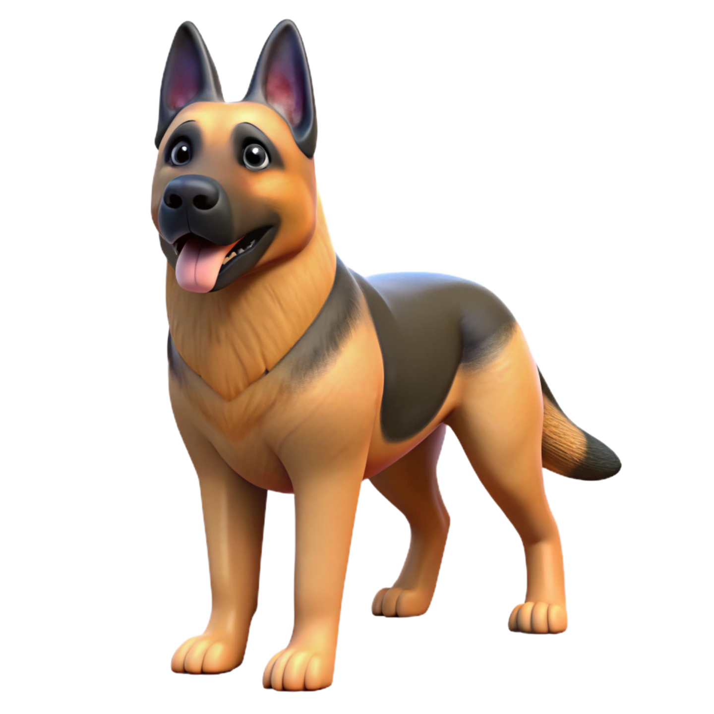 a german shepherd dog standing on a white background