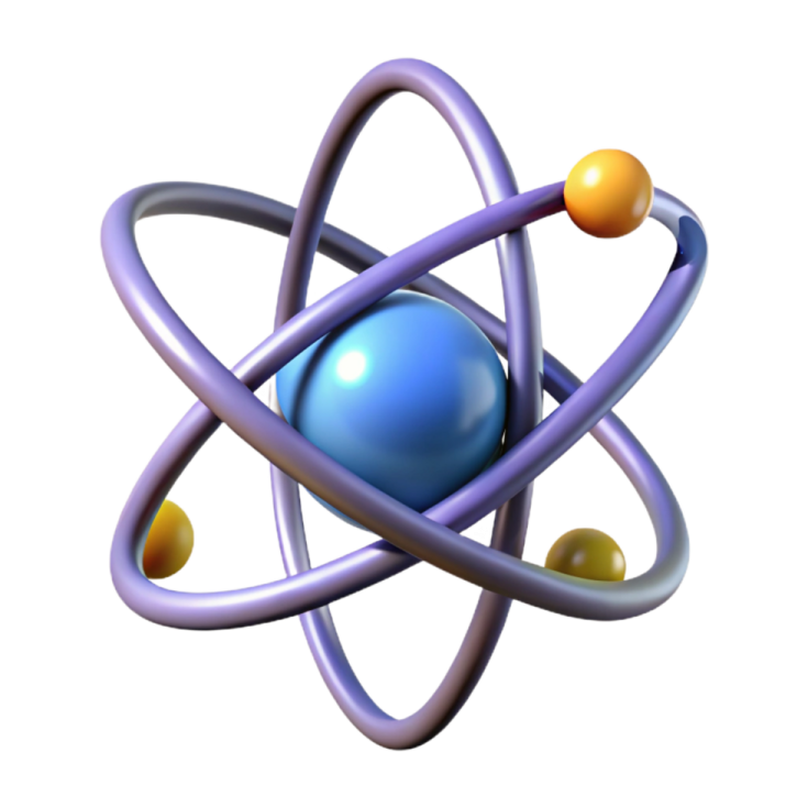 an image of a blue and yellow atom