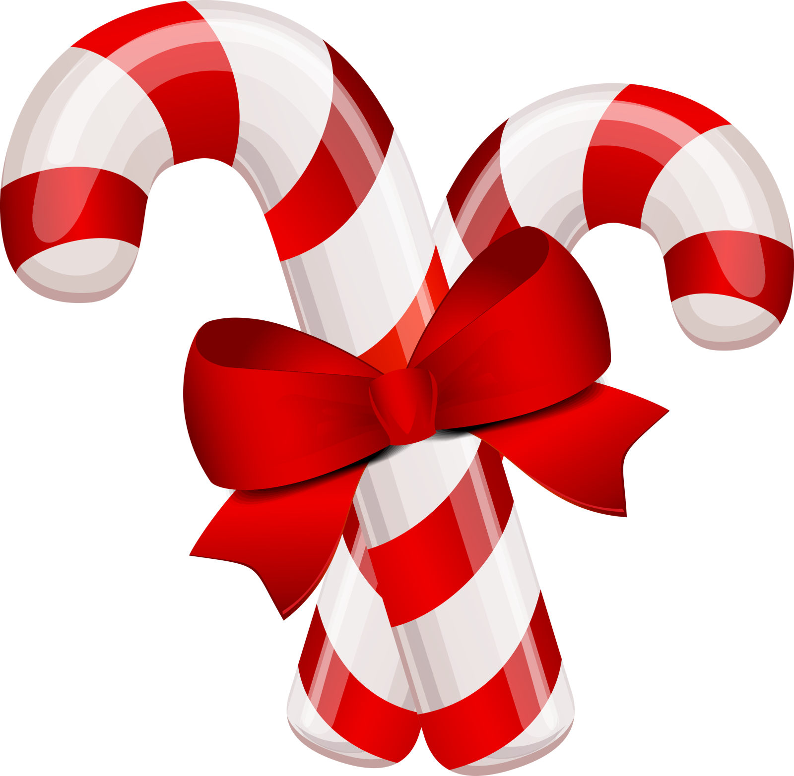 a red and white candy cane with a bow