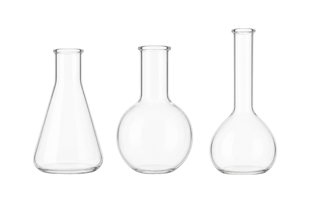 a set of three glass vases