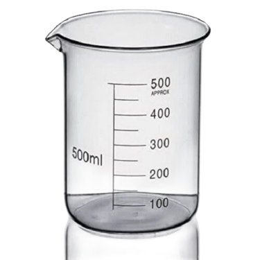 a beak with a measuring cup on it