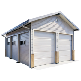 a two car garage with the door open