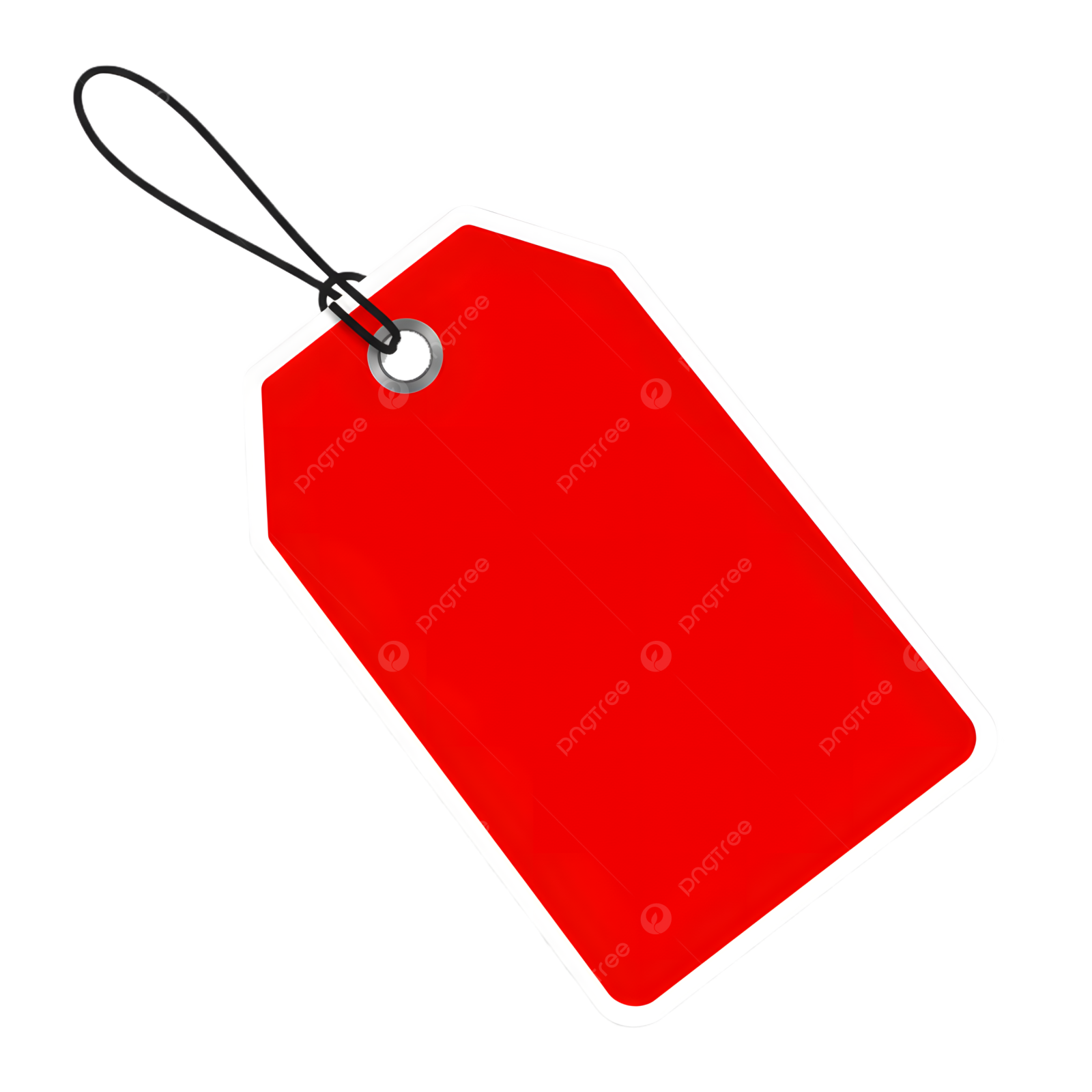 a red price tag on a white background
