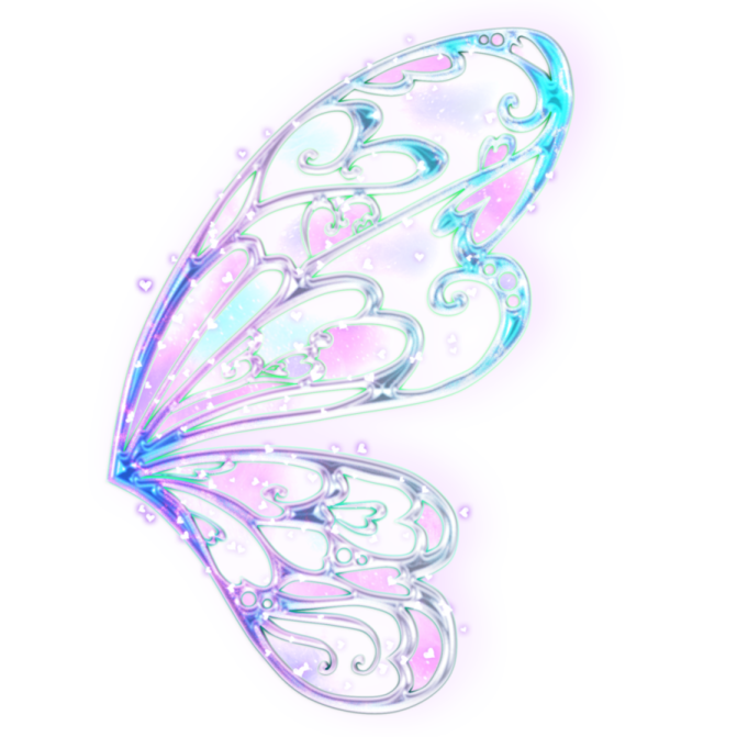 a white butterfly with blue and pink wings