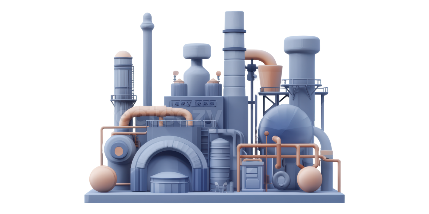 a large industrial plant with pipes and valves
