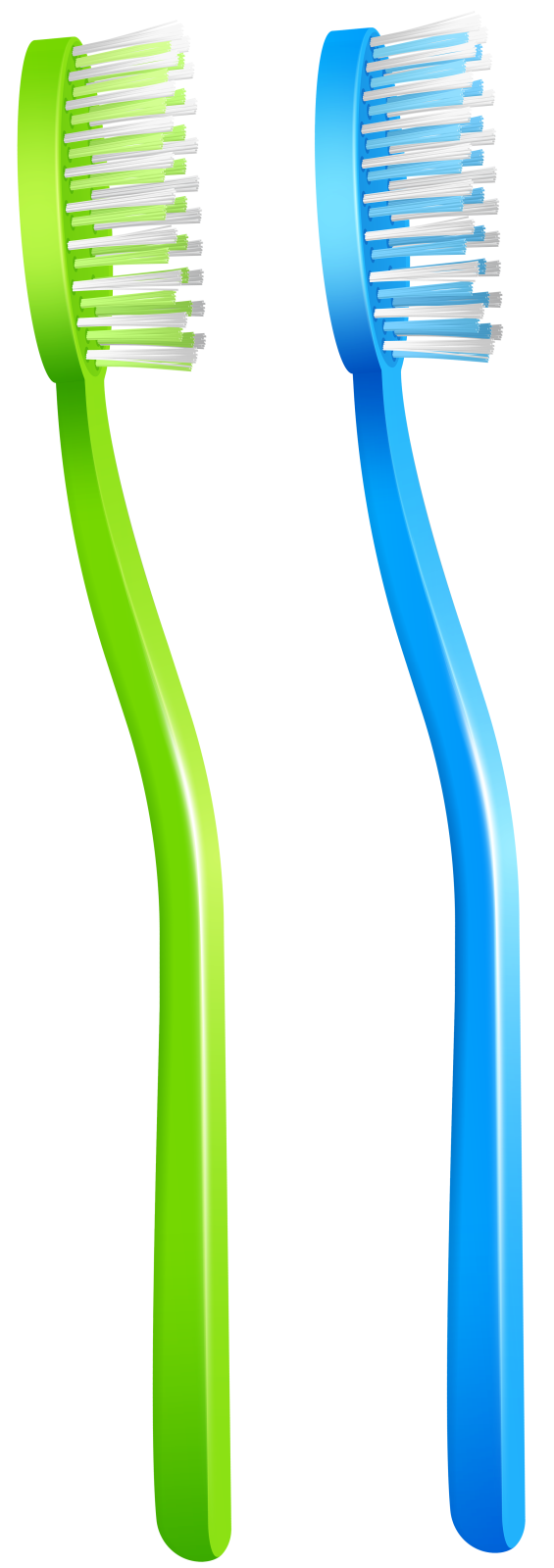 two green and blue toothbrushs