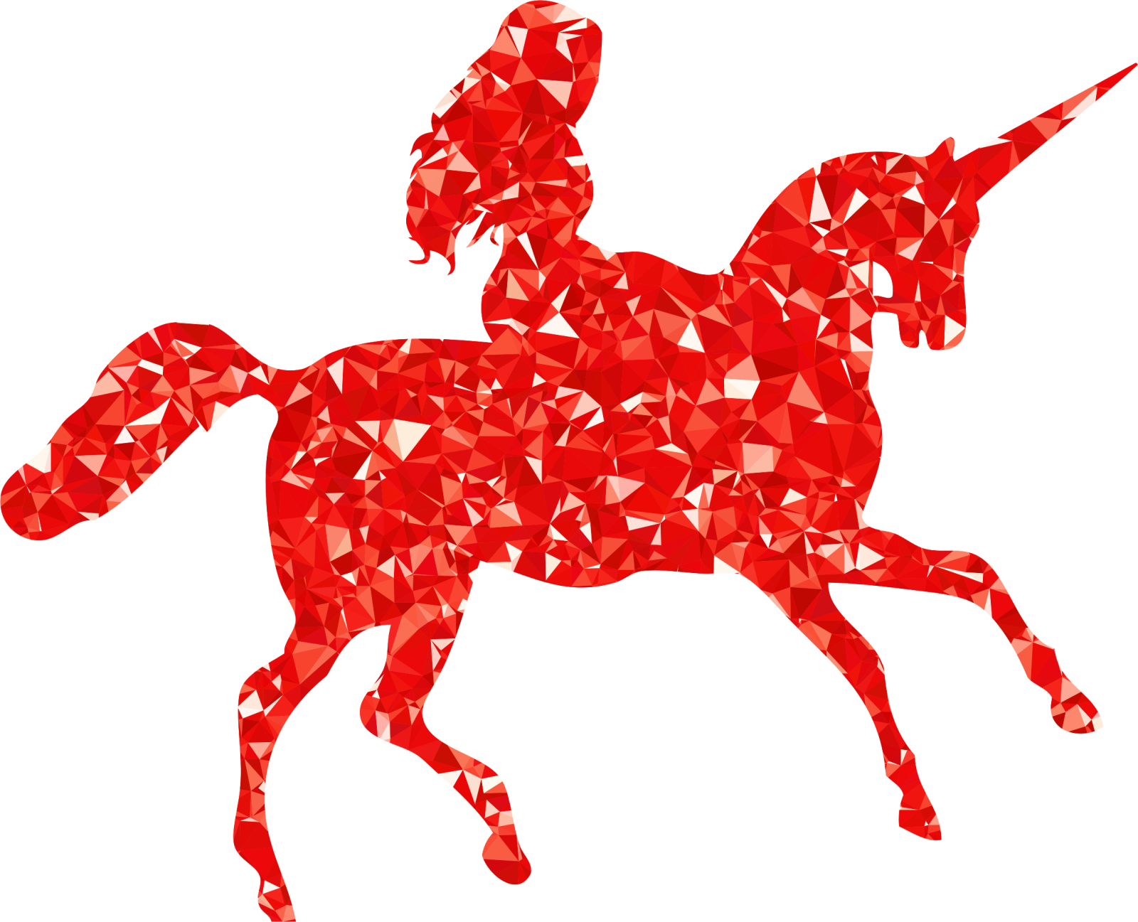 a horse made up of red triangles