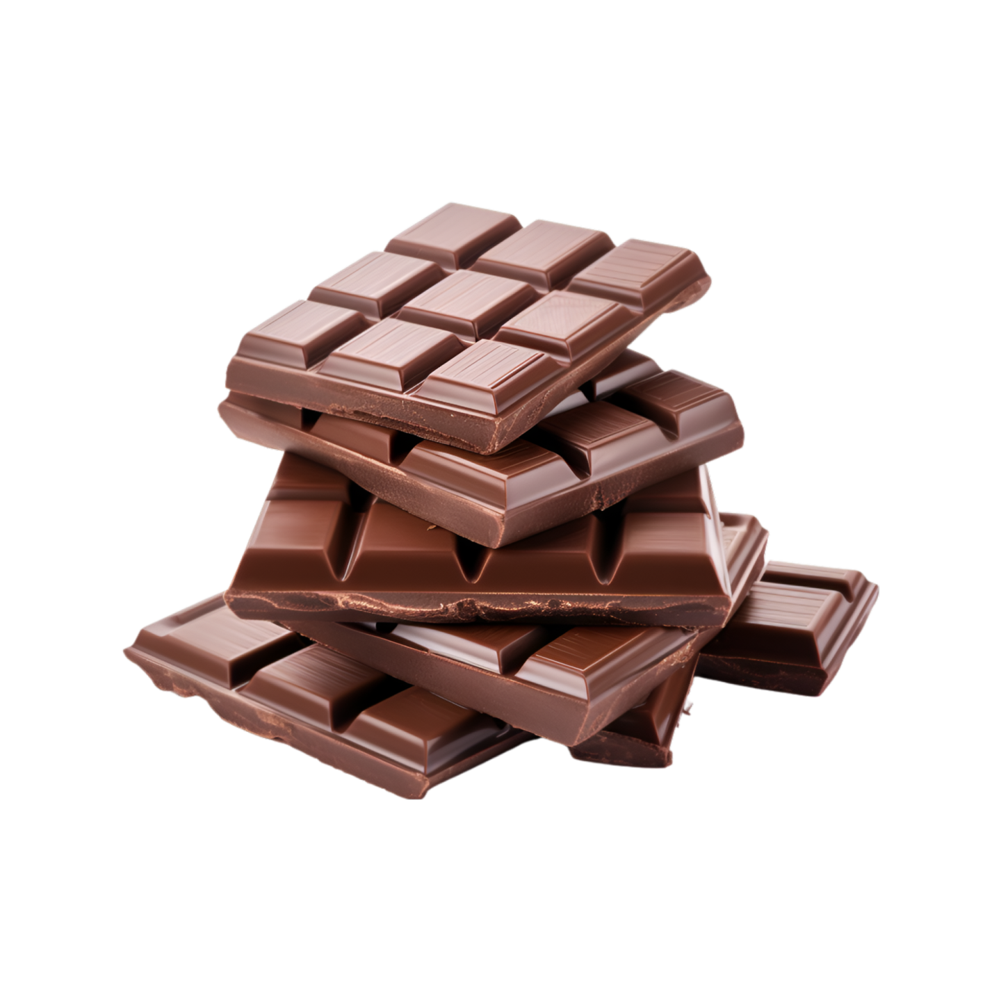 a pile of chocolate on a white background