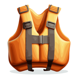 an orange life vest on a white background