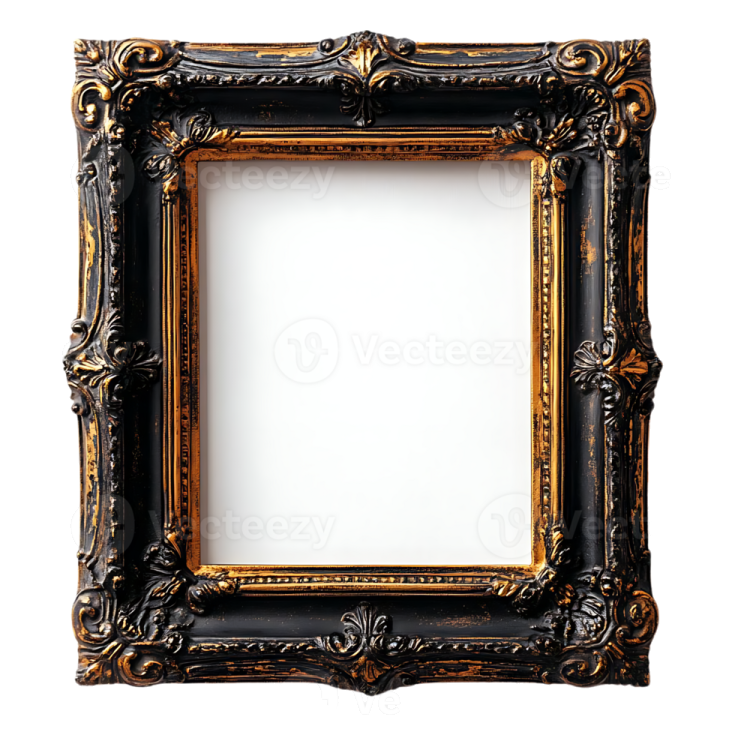 a black and gold frame on a white background