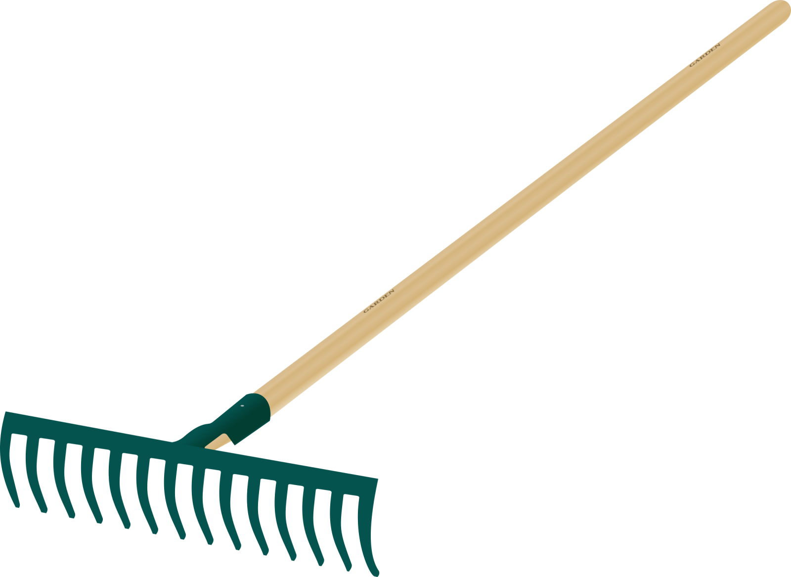 a green rake on a white background