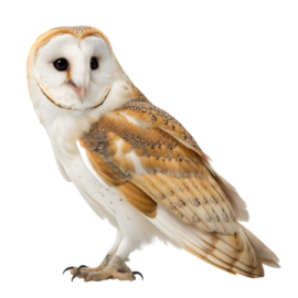an owl standing on a white background