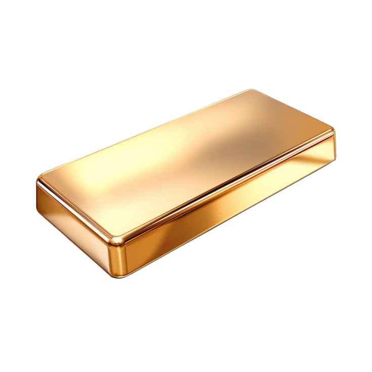 a gold bar on a white background