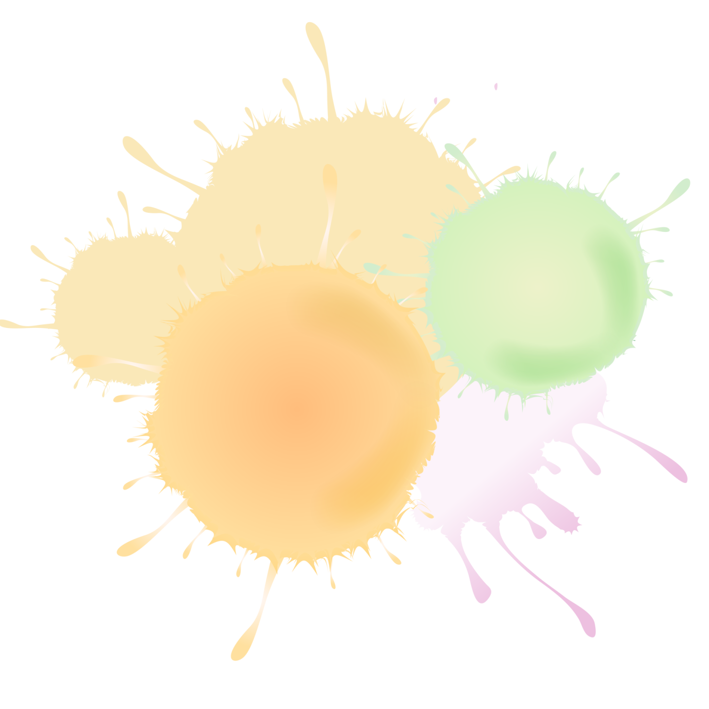 three colored paint sps on a white background