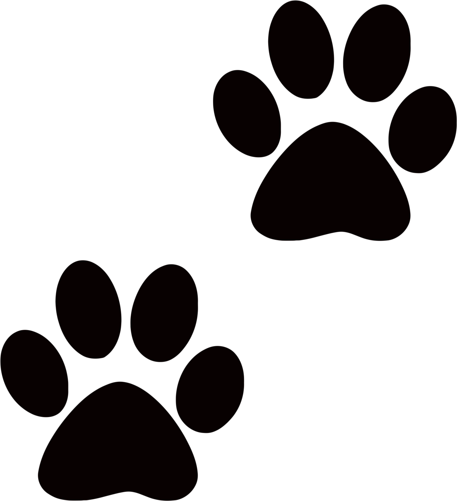 a black and white image of two paws