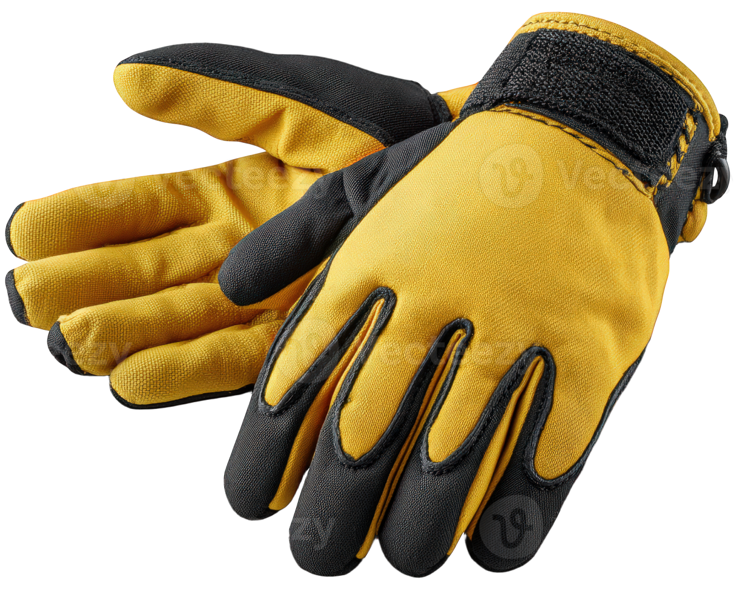 a pair of yellow and black work gloves