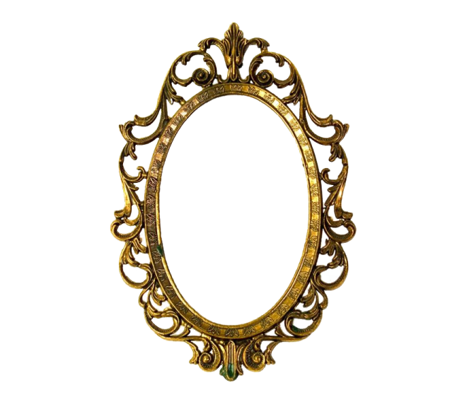 an ornate gold frame on a white background