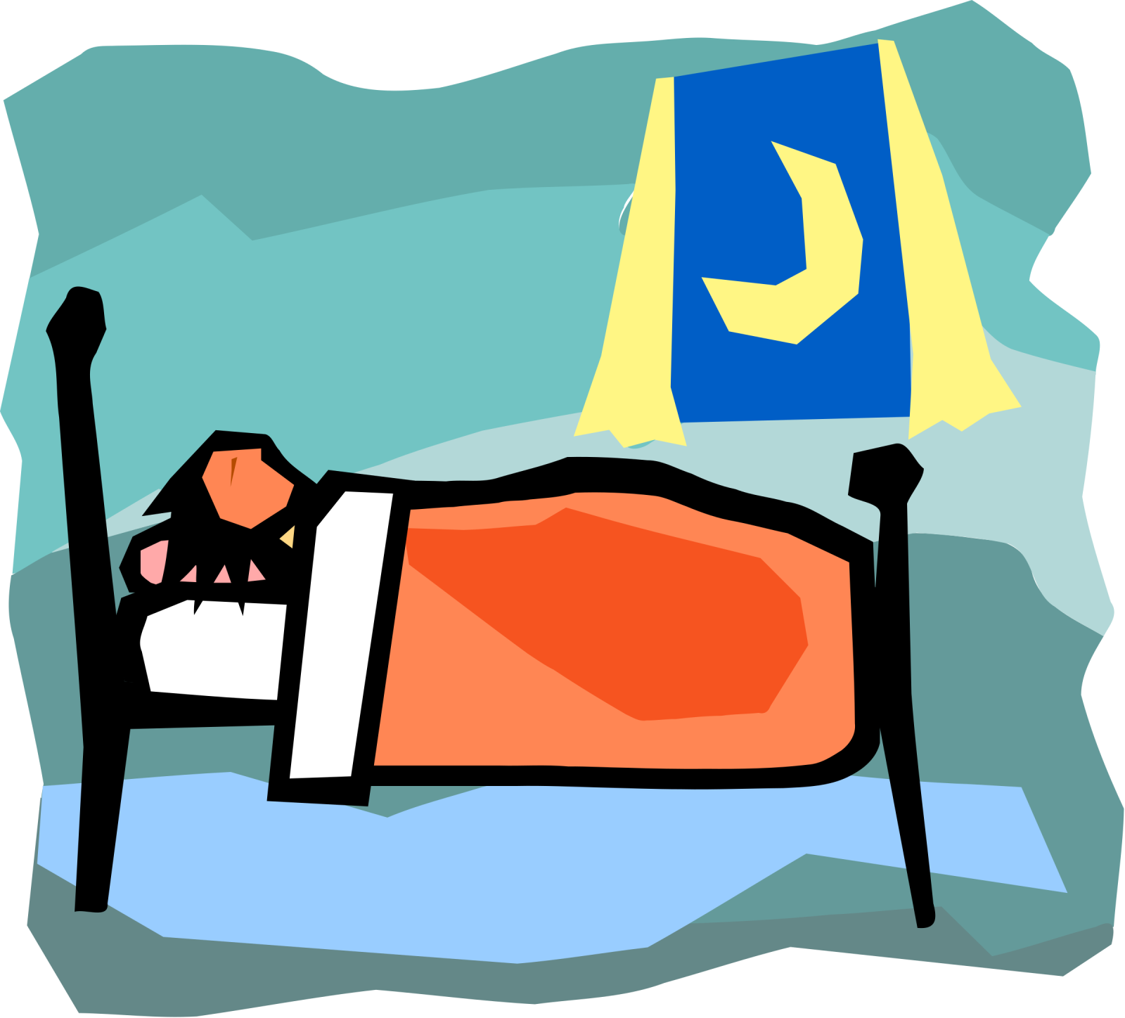 an illustration of a man sleeping on a bed