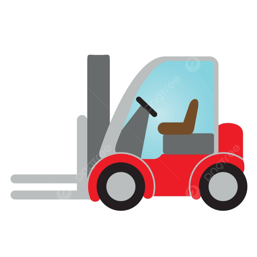 a red forklift truck with the door open