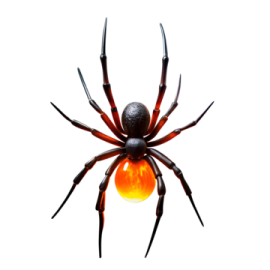 a black widow spider on a white background