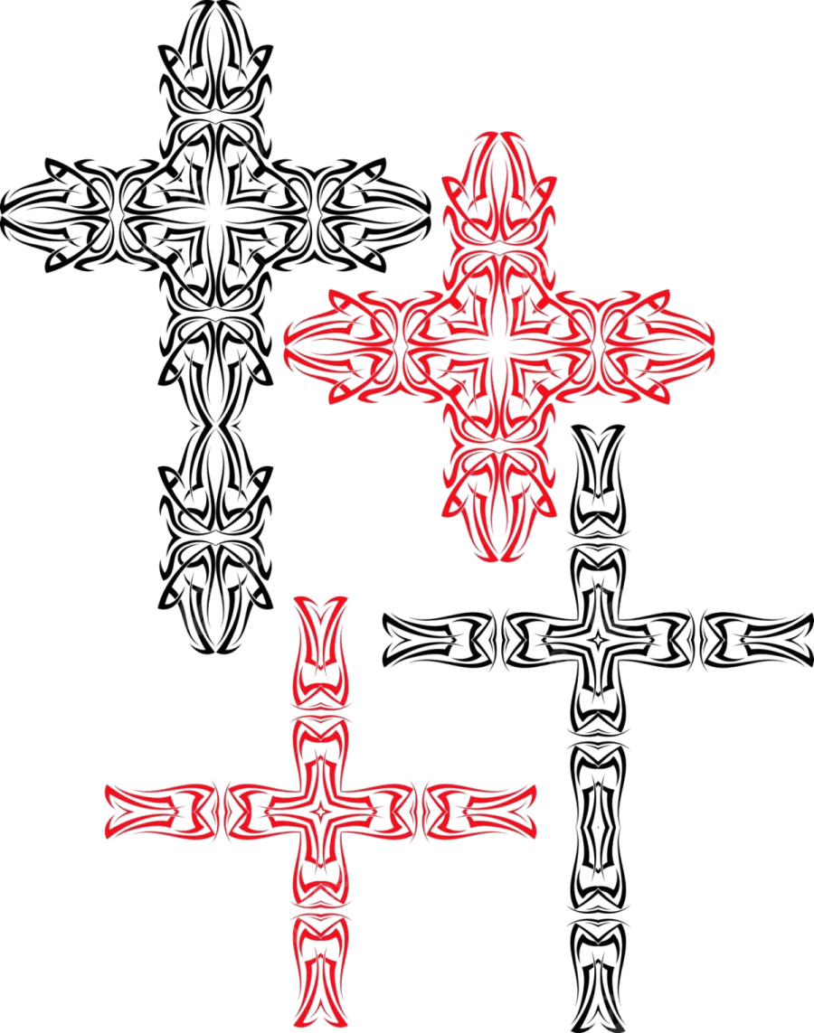 a set of four crosses in different colors