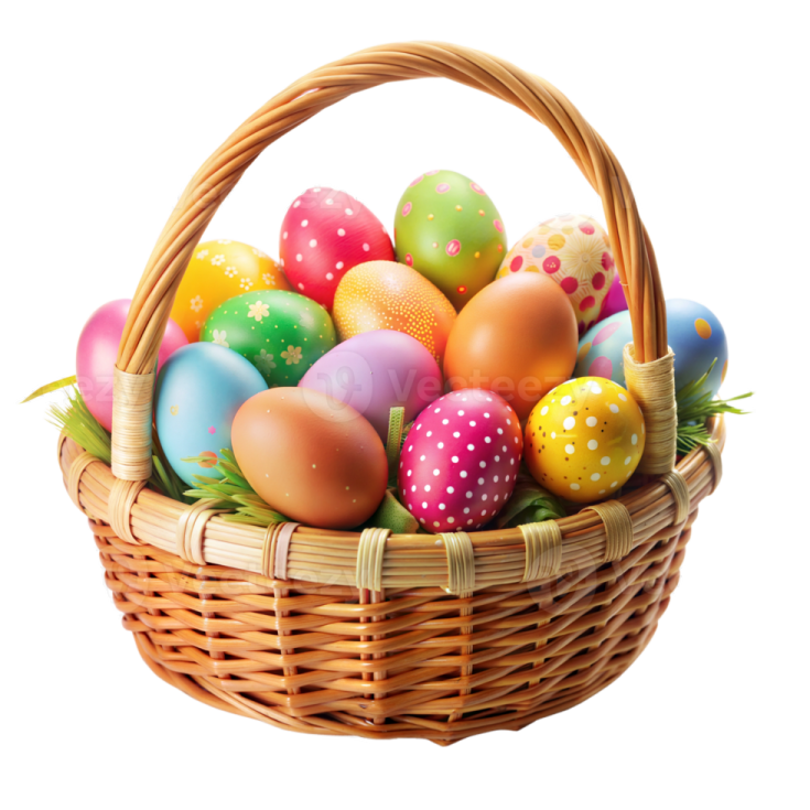 a basket full of colorful easter eggs